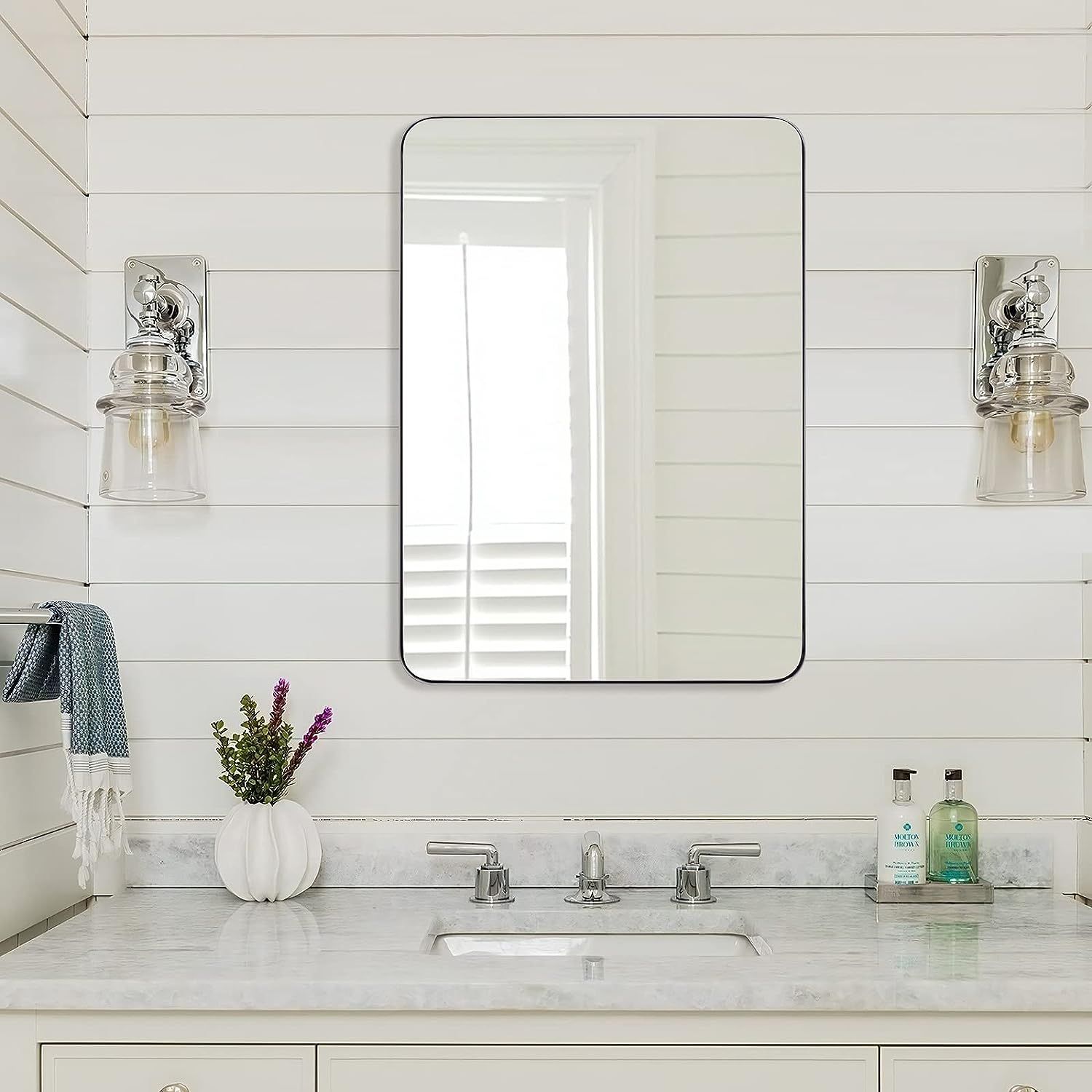 Stainless Steel Metal Frame Bathroom Wall Mirror 20x28”