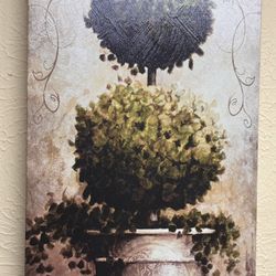 This is a "Roman Topiary II" art print by Welby, featuring a stacked topiary plant in a detailed urn.
