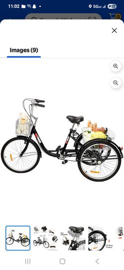 PEXMOR Folding Front Unisex Adults Tricycle, Black, 26"