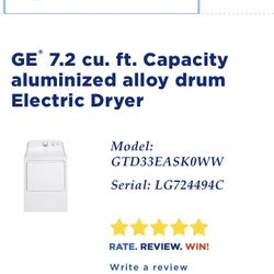 GE Washer And GE Dryer Set-White