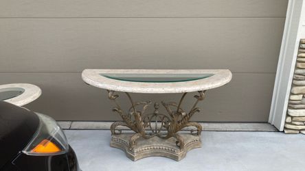 Demilune Console Table with Marble Top