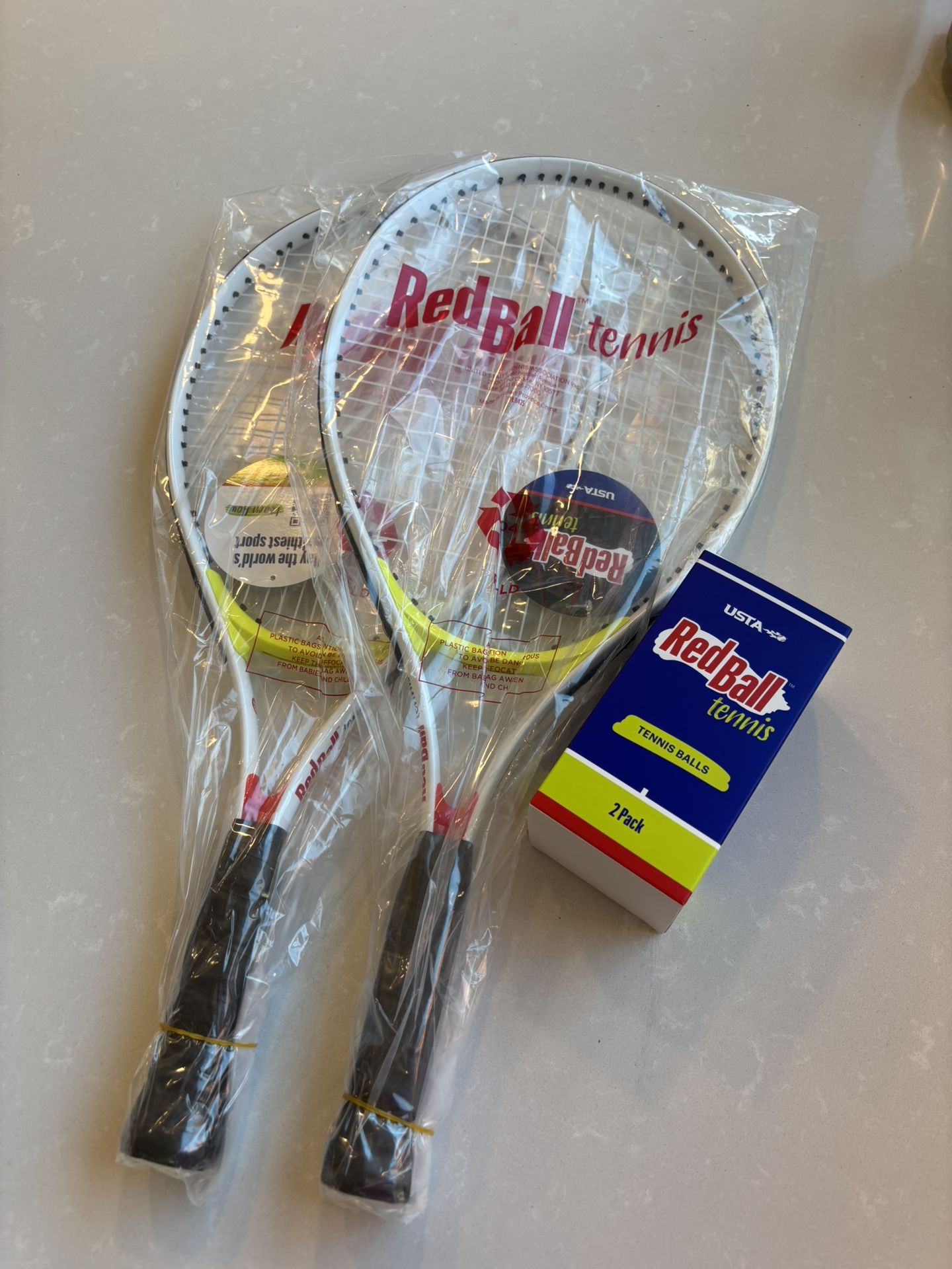 Red Ball Youth tennis racket 1 pair and two low compression tennis ball,new unopened unused