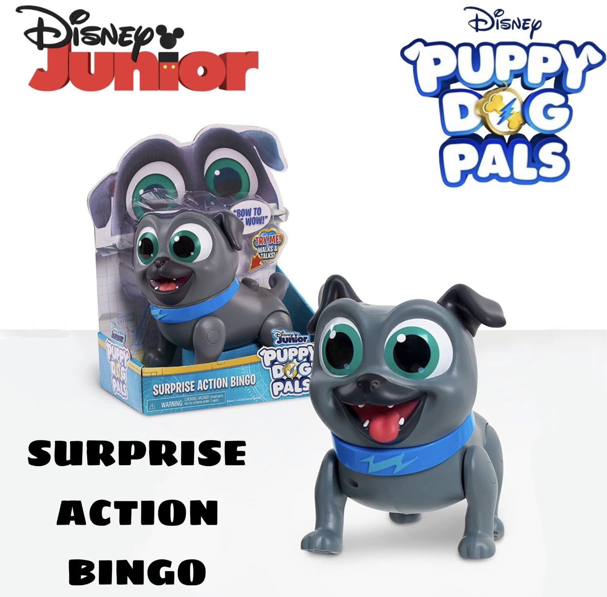 (NEW) Disney Junior Puppy Dog Pals Surprise Action Bingo Figure