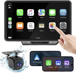 7" HD Wireless Portable Car Play Stereo Touch Screen Android Auto Screen WiFi/GPS Navigation/Backup Camera/Bluetooth/Mirror Link/Siri/AUX/FM/Voice Con