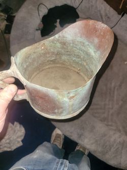 Antique hand hammered copper grain scoop
