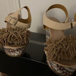 Taupe Fringe Sandals