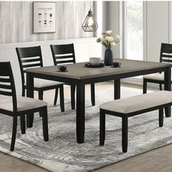 Dining Table 6 Pc W Bench 