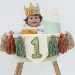 Wild One First Birthday High Chair Banner Set