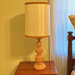 Vintage Mid Century Gold Lamp With Original Shade