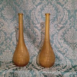 A Set Of  Vintage Florentine Italy Empoli  Amber Genie Bottle Decatur