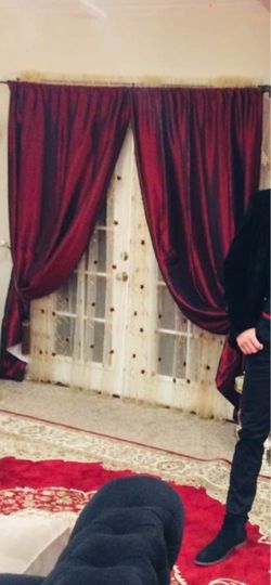 Burgundy Satin Curtains 54'wx85'L(4 pieces)