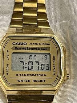 Men's Digital Vintage Gold-Tone Stainless Steel Bracelet Watch 39x39mm A168WG-9MV