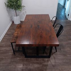 Dining Table, Bench, 2 Chairs