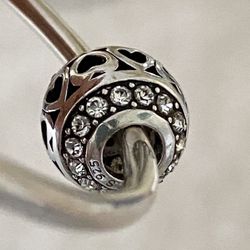 Charm For Pandora 925 Sterling Silver Hearts Charm Swarovski Crystals 
