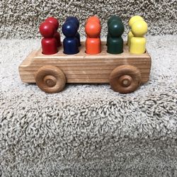 Montessori Wooden Car With Movable People 