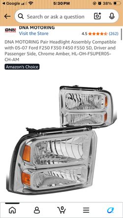 Pair Headlight Assembly.Compatible Vehicles: 2005–2007 Ford F250, F350, F450, and F550 Super Duty trucks.