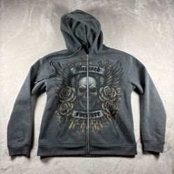 Y2K Affliction Sinful Style Women’s M Goth Grung Zip Hoodie Skate Emo #1690