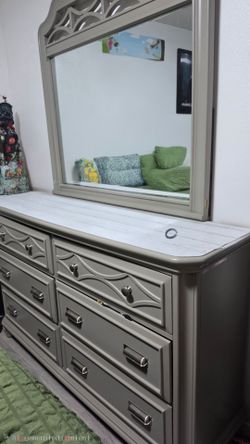 Gray Dresser with Mirror