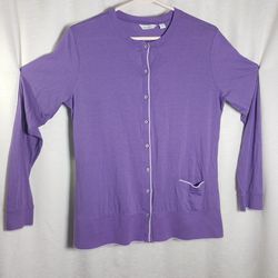 Lady Hagen Womens Golf Purple Long Sleeve Button Down Soft Cardigan Size Med