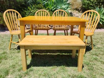 Dining table chairs and bench farmhouse kitchen table set