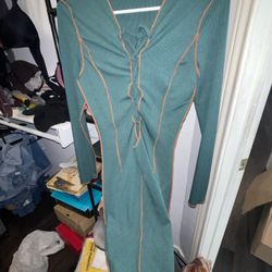 SHEIN SXY Green & Orange Body Con dress 