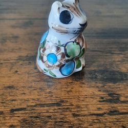Vintage Mexican Folk Art, Tonalá Pottery, Laying Down Cat Figurine, EUC