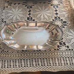 Chippendale Silver Played Oval Tray 