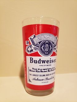 One Vintage BUDWEISER KING OF BEERS Red Label Drinking Glasses EUC