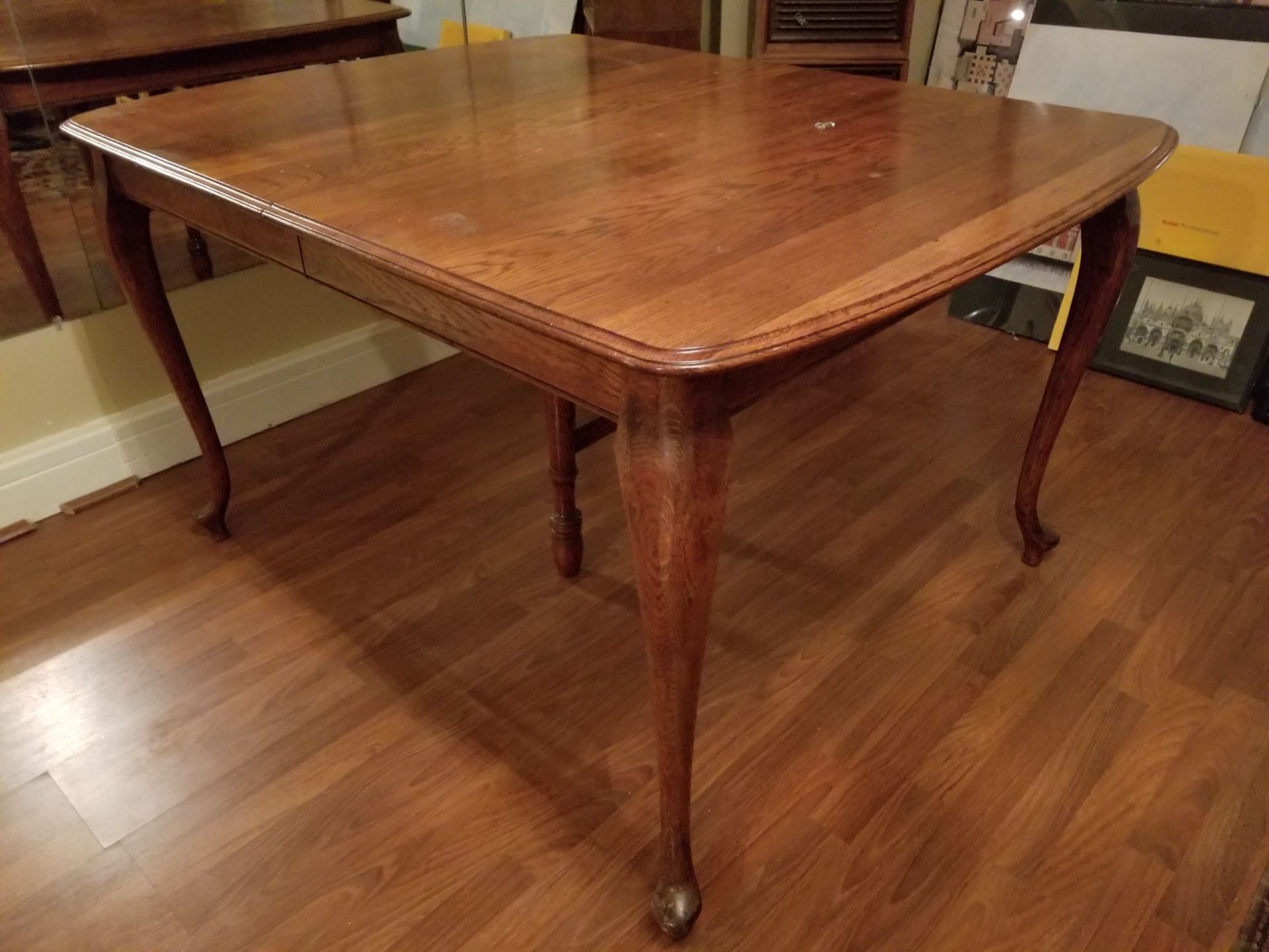 Solid oak dining or library table