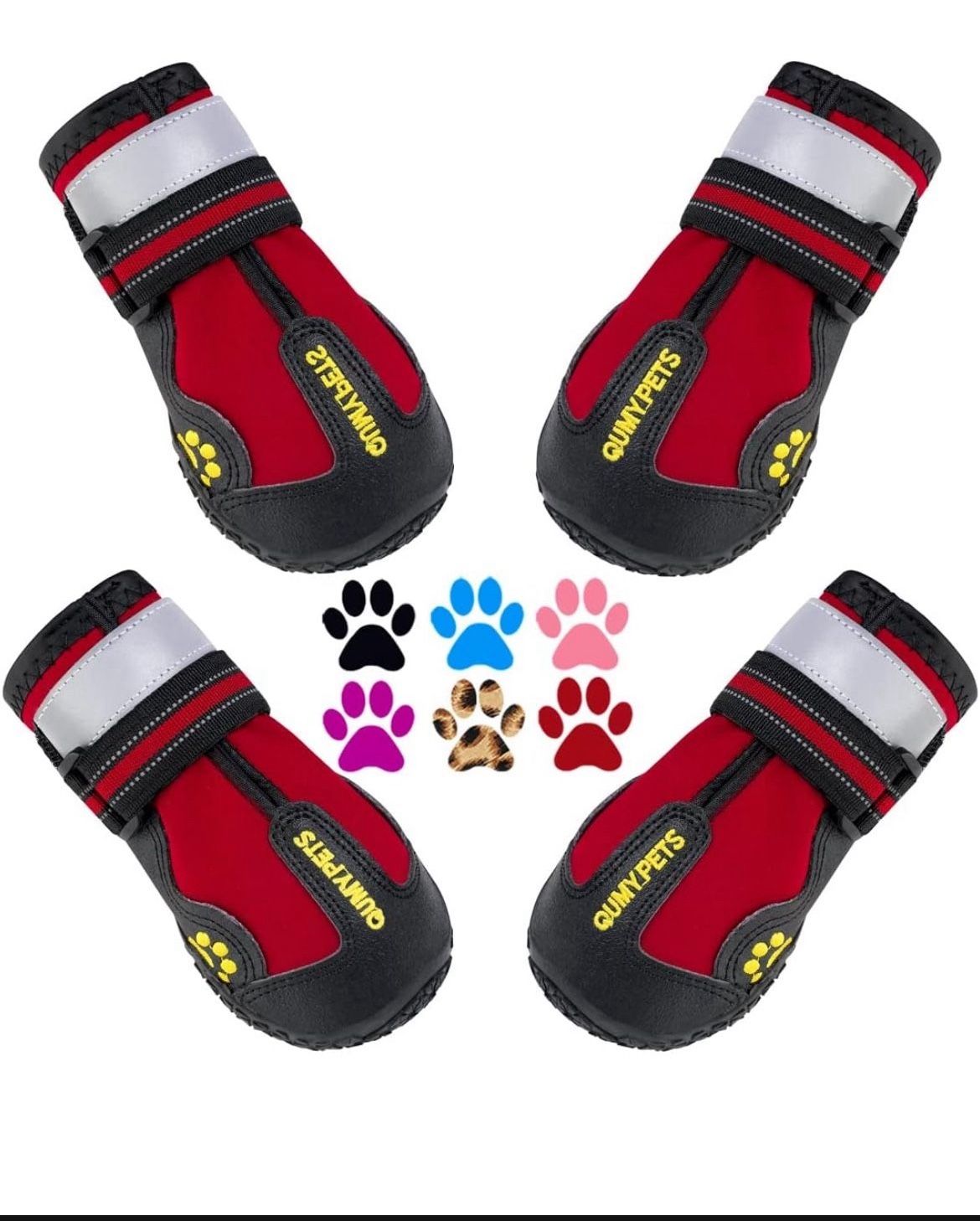 QUMY Dog Shoes for Large Dogs, Medium Dog Boots & Paw Protectors for Winter Snow