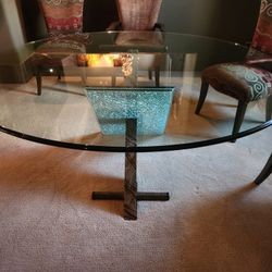 Dining Room Table w/ Custom-Built Base and Glass Top 