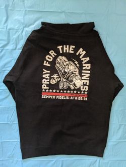 Brand New  PRAY FOR THE MARINES  Semper FIdelis  Black Hoodie Sweatshirt 
Size : Large