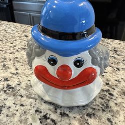 Vintage CLOWN Piggy BANK Ceramic Head Smiling Face Circus 8” x 9” Taiwan