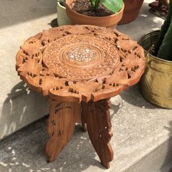 Vintage Hand Carved Teak Wood Table 