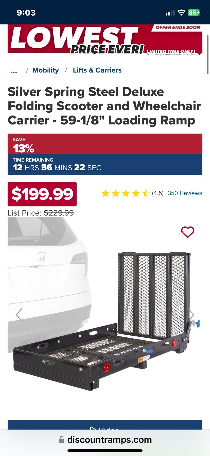 Hitch Mount Wheelchair Carrier With Ramp