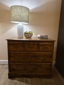 Wood Dresser with Brass Handles