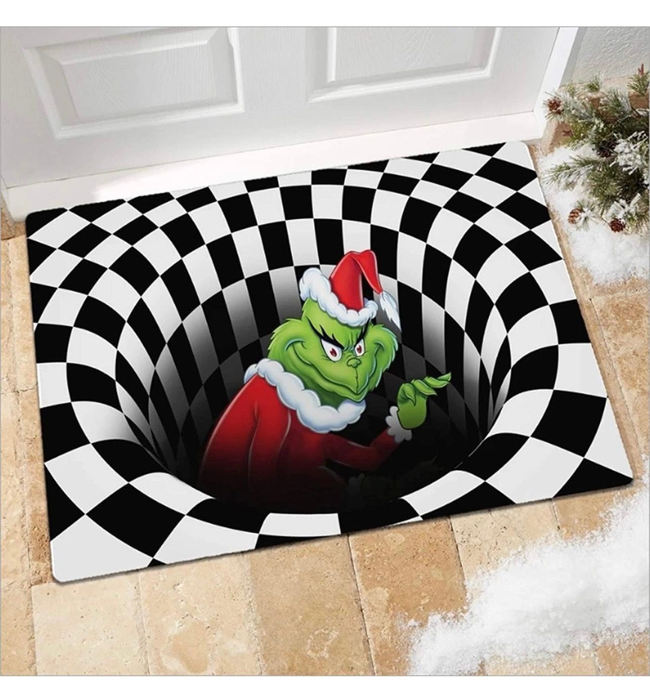 NEW IN BAG Christmas 3D Illusion Doormat Non-Slip Floor Mat Christmas Party for Any Deck, Patio, Porch, Veranda (Black, 50x80 CM) Size - 50x80 CM