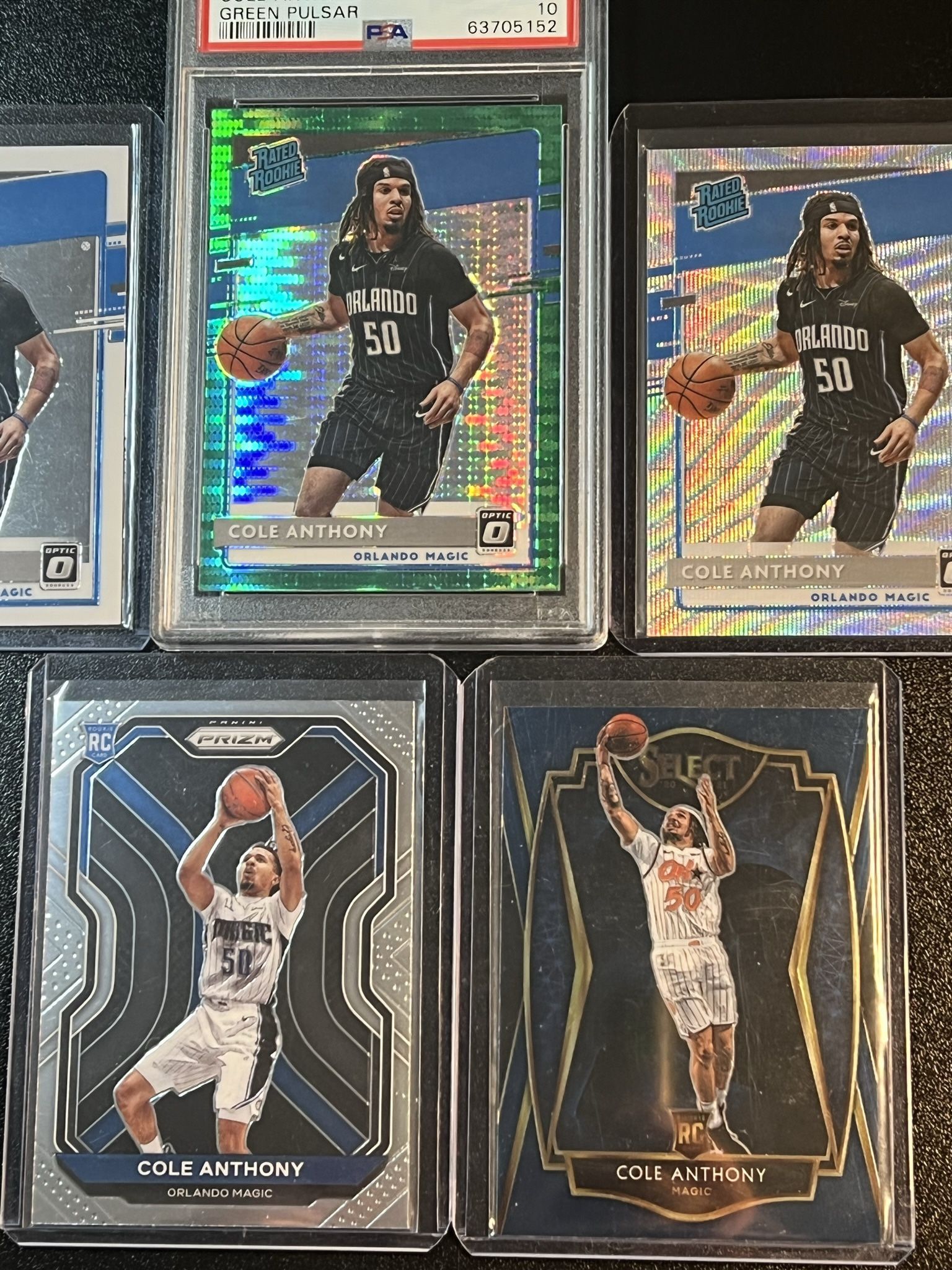 Cole Anthony LOT (5) Rated Rookie Select Premier Level Psa 10 Green Pulsar