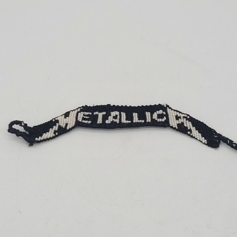 Metallica Friendship Bracelet Handmade Embroidery Floss Adjustable Black White 1