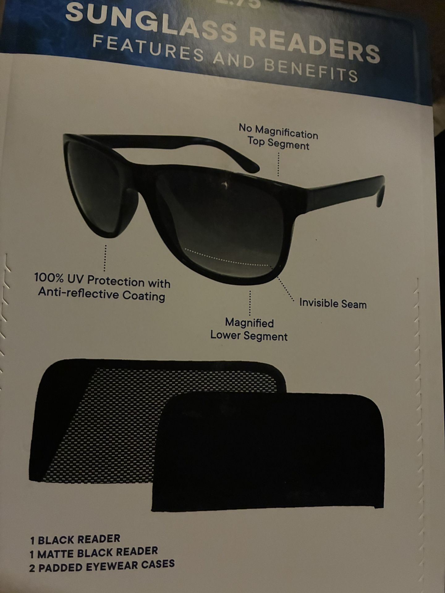 Pack Of 2 Sunglasses With 2 Cases +1.50 Or +2.75
