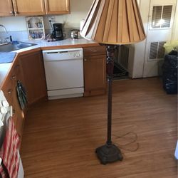 Ornate Wooden Lamp stand With Metal Base 