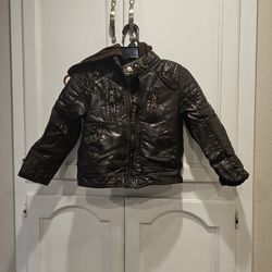 Urban Republic Boys Faux Leather Motorcycle Jacket With Hood 5/6 XS