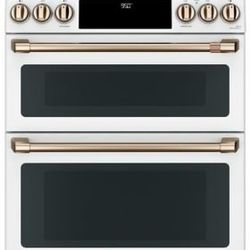 Cafe 30" Matte White Slide-In Induction Double Oven Range New