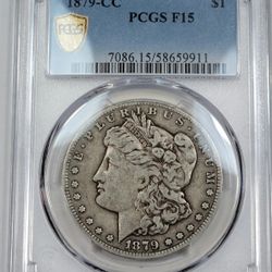 1879 CC $1 Morgan Silver Dollar PCGS F15 Carson City KEY DATE