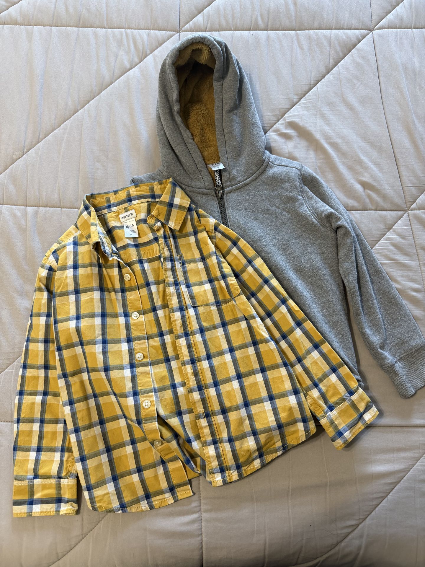 Carter’s Children's Plaid Shirt and Gray Hoodie