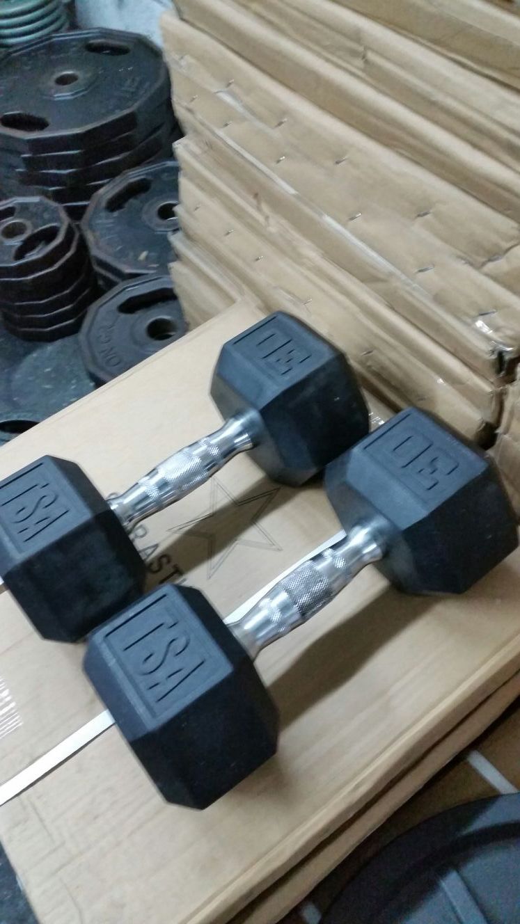 TSA 30LB RUBBER HEX DUMBBELLS WEIGHTS LIKE NEW