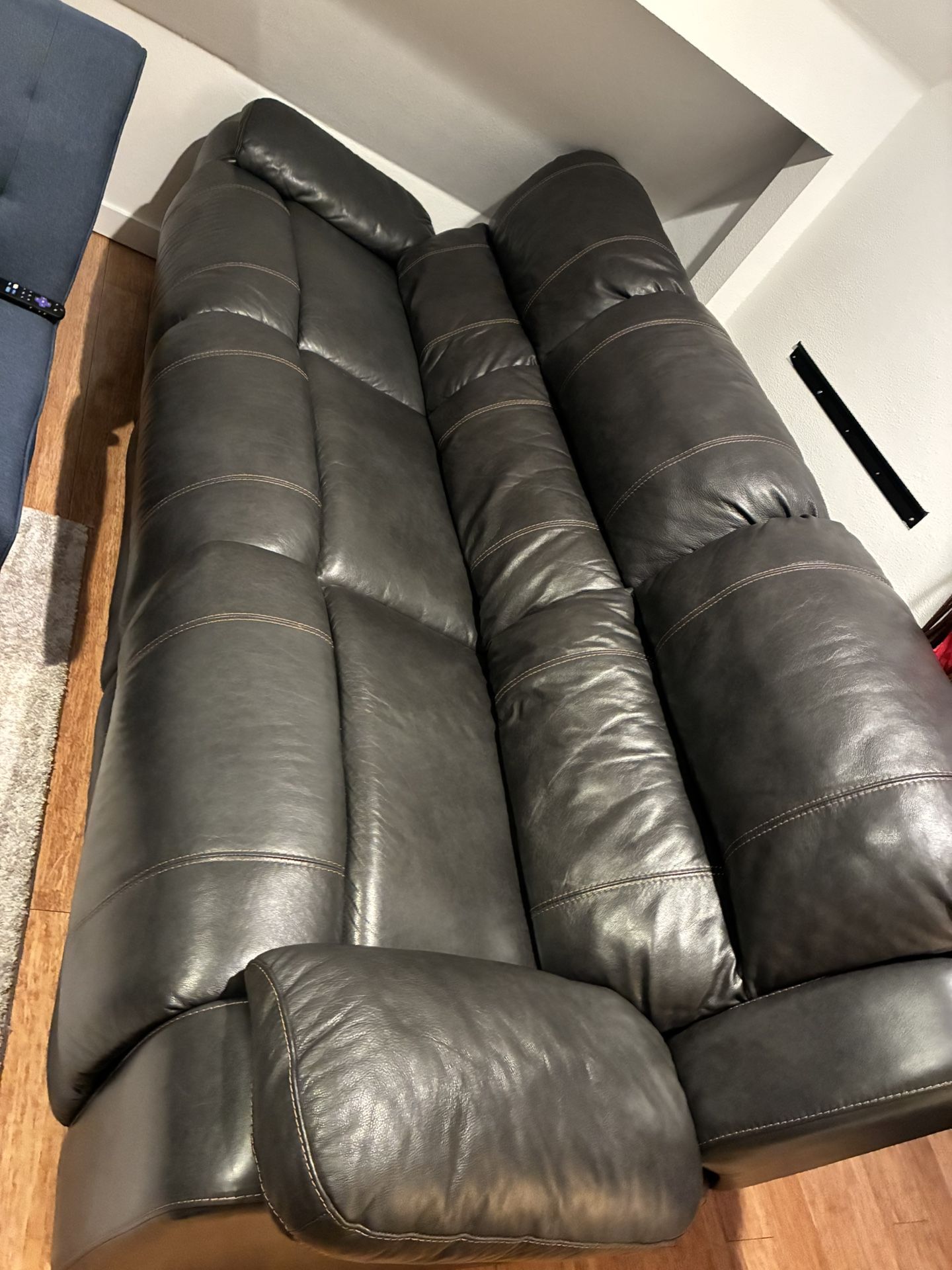 Dark Gray Leather Reclining Couch