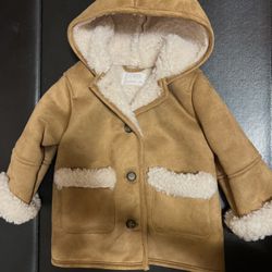 Zara kids shearling camel suedette coat.(2-3 Years Old)