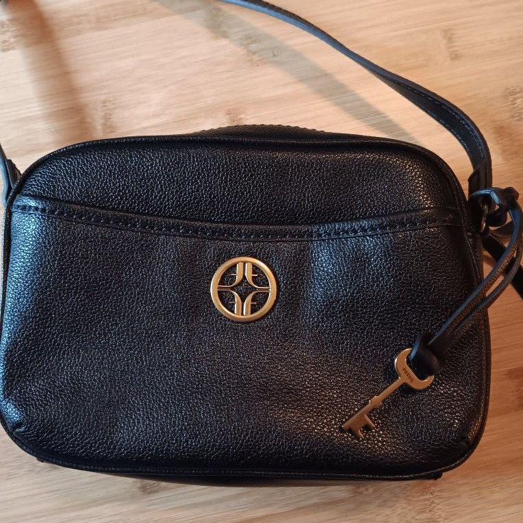 Black Leather Fossil Outlet Crossbody Purse