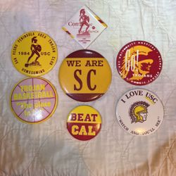 USC University, Southern, California, Trojan Lot of 7 different Button/pins from the 80s & 90s